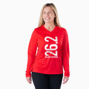 Women's Long Sleeve Tech Tee - 26.2 Marathon Vertical