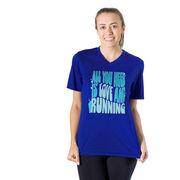 Women's Short Sleeve Tech Tee - All You Need is Love and Running
