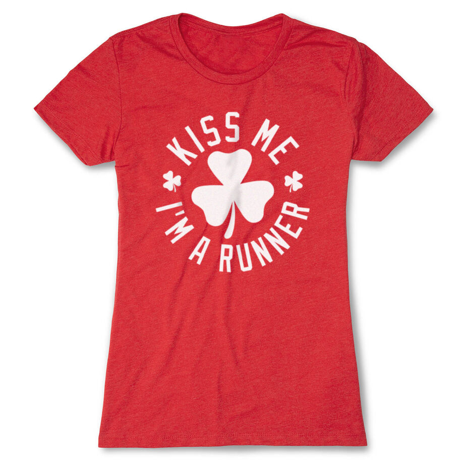 Running Women's Everyday Tee - Kiss Me I am a Runner Shamrock