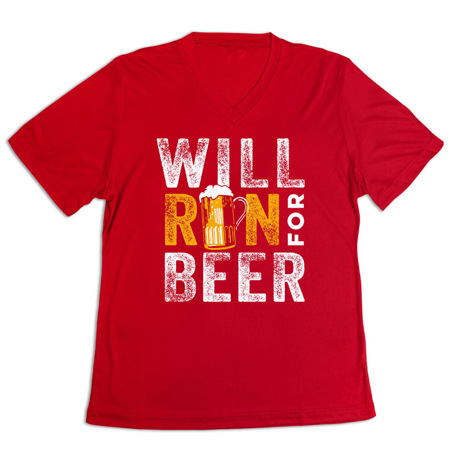 Women's Short Sleeve Tech Tee - Will Run For Beer