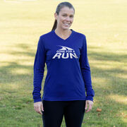 Women's Long Sleeve Tech Tee - Gone For a Run White Logo