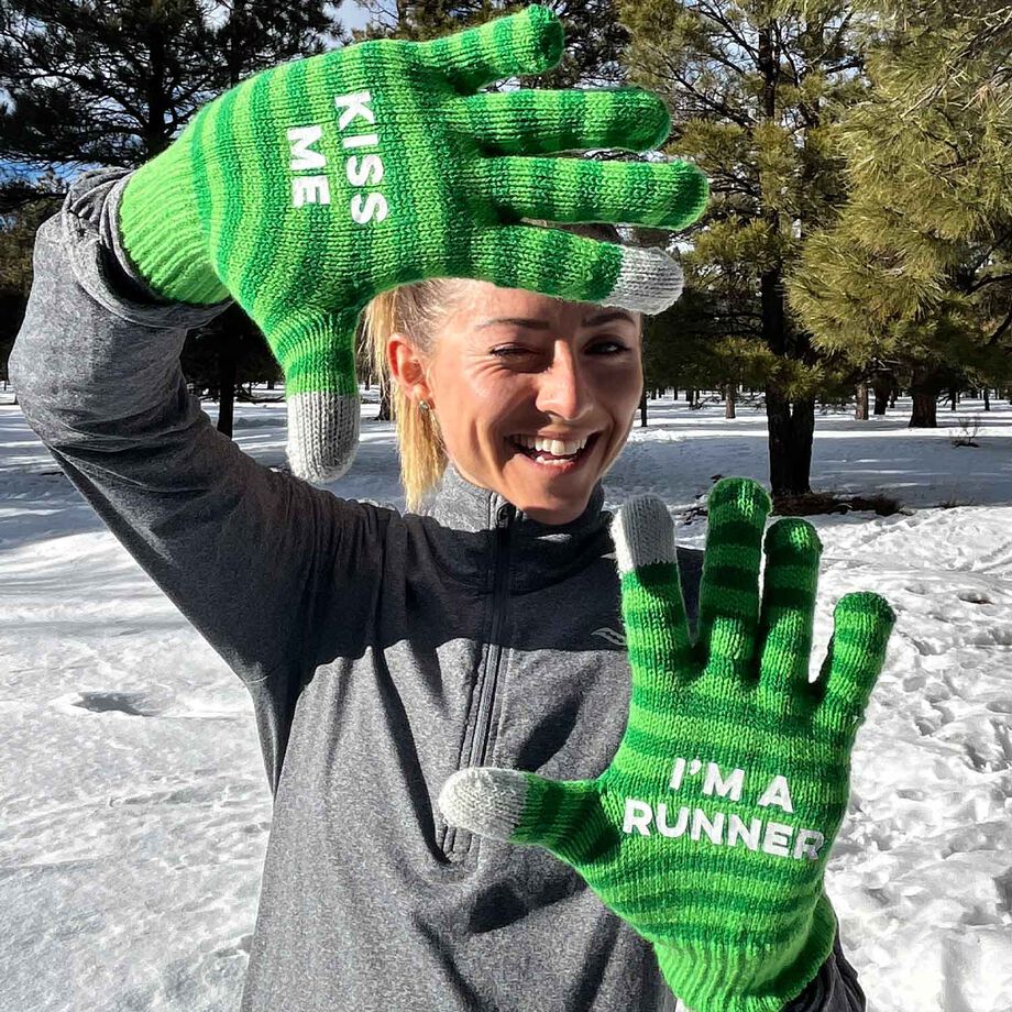 Gloves with Touchscreen Fingers - Kiss Me I'm a Runner