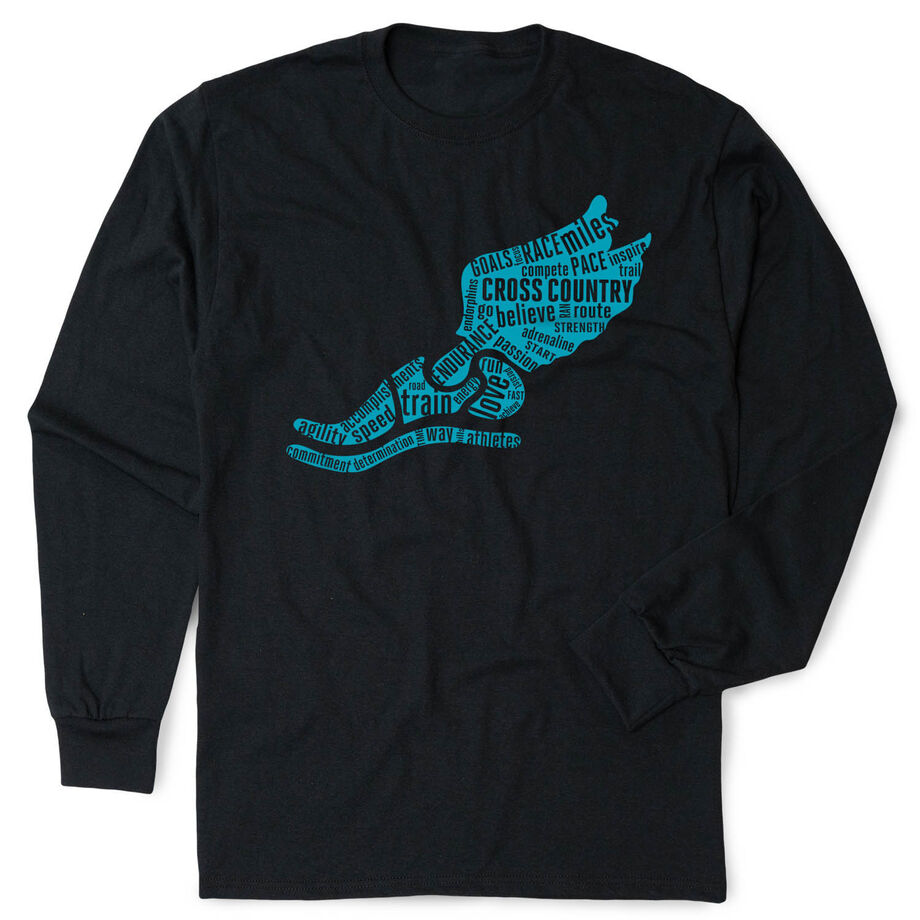 Cross Country Tshirt Long Sleeve - Winged Foot Inspirational Words