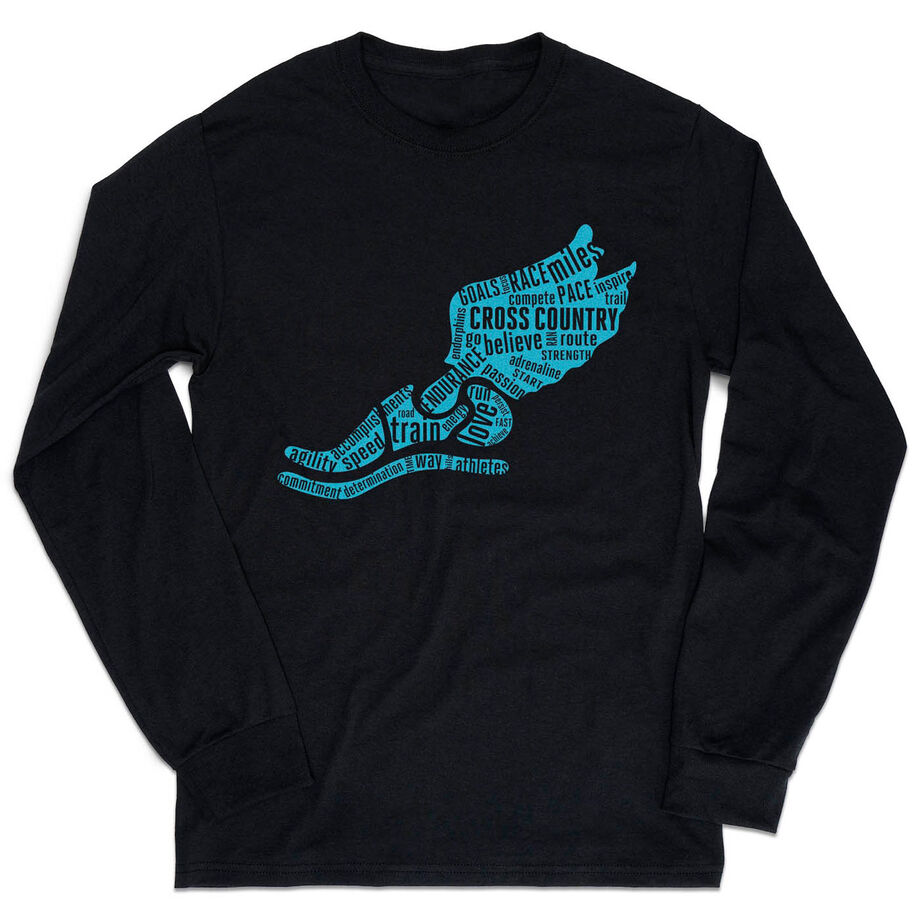 Cross Country Tshirt Long Sleeve - Winged Foot Inspirational Words