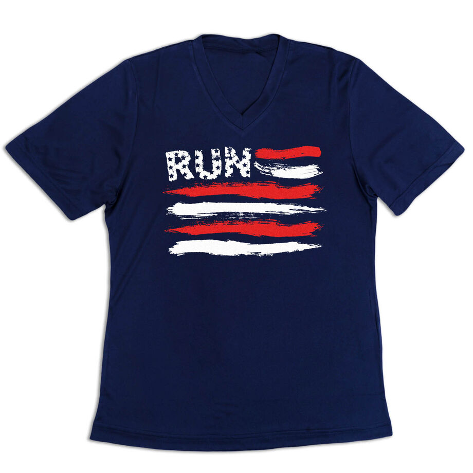 Women's Short Sleeve Tech Tee - Run For The Red White and Blue