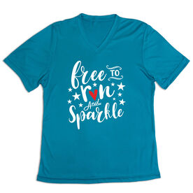 Women's Short Sleeve Tech Tee - Free To Run And Sparkle