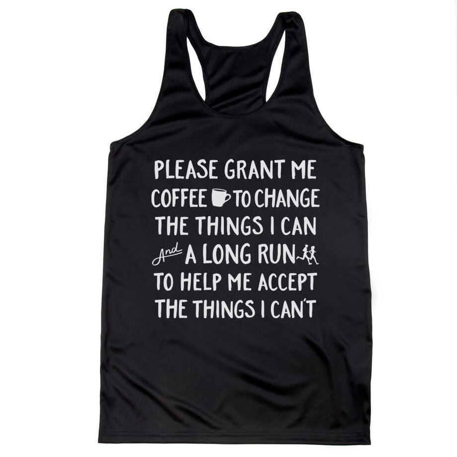 Women's Racerback Performance Tank Top - Please Grant Me Coffee