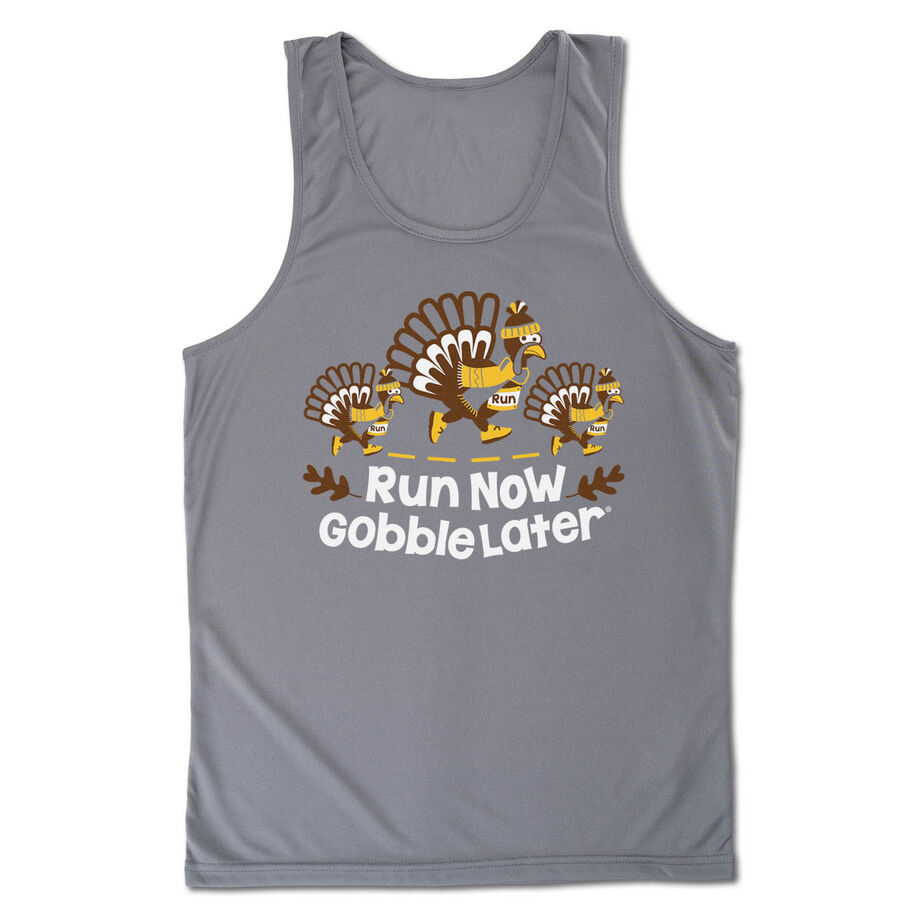 Men's Running Performance Tank Top - Run Now Gobble Later Turkey Trot