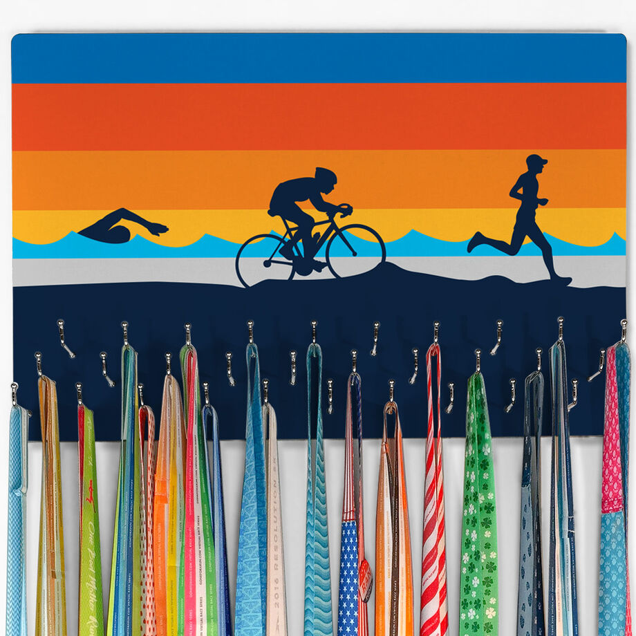 Running Large Hooked on Medals Hanger - Triathlon
