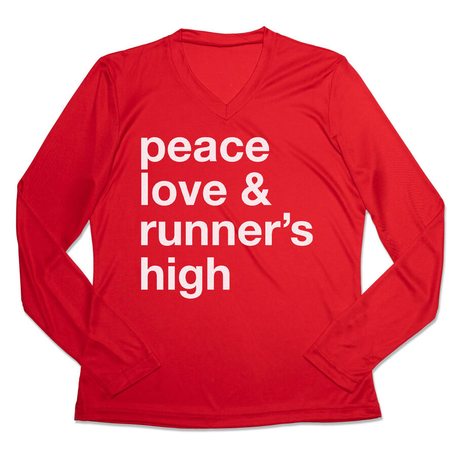 Women's Long Sleeve Tech Tee - Peace Love & Runner's High