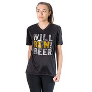 Women's Short Sleeve Tech Tee - Will Run For Beer