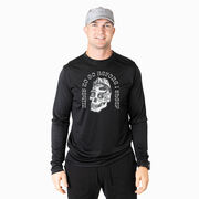 Men's Running Long Sleeve Performance Tee - Miles To Go Before I Sleep - Skull