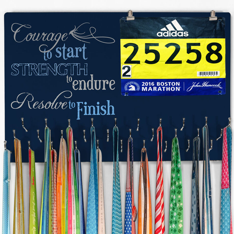 Running Large Hooked on Medals and Bib Hanger - Courage To Start