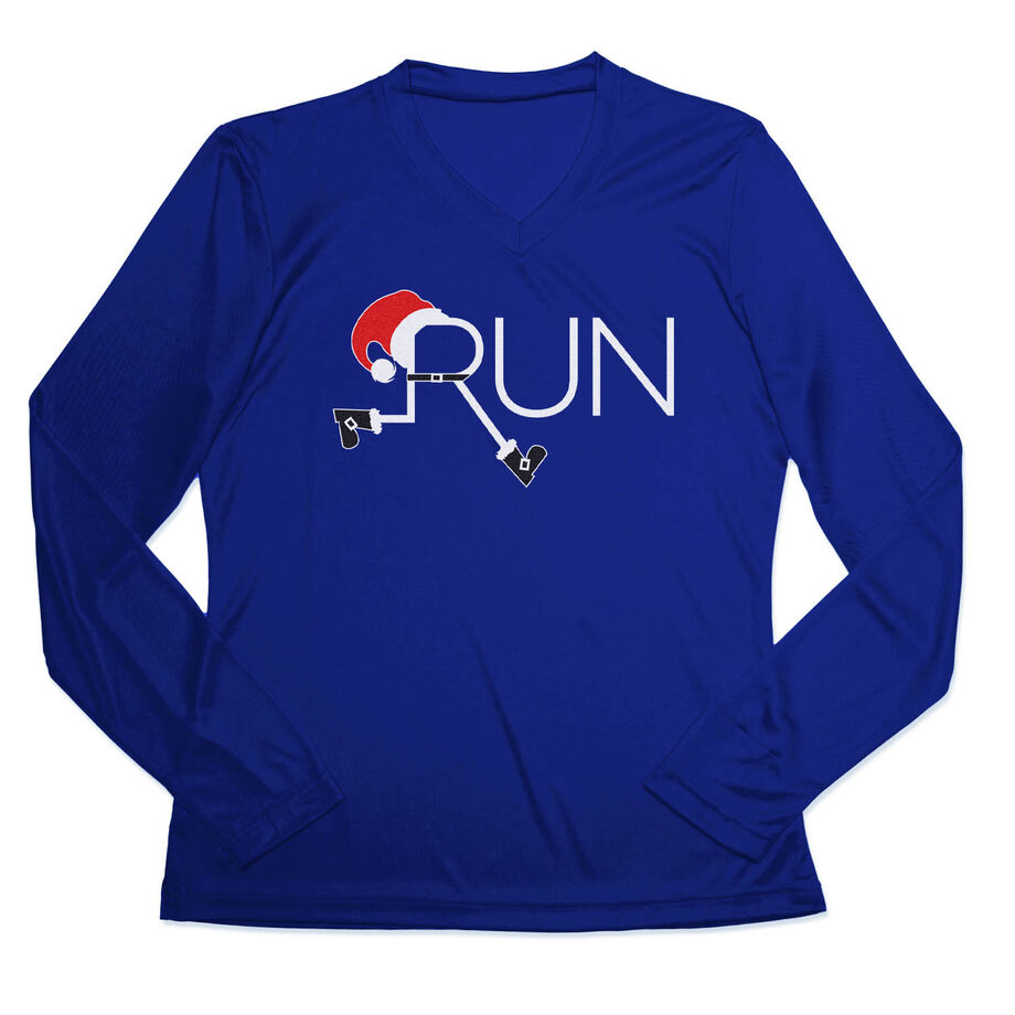 Women's Long Sleeve Tech Tee - Let's Run For Christmas