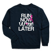 Running Raglan Crew Neck Pullover - Run Now Wine Later (Bold)