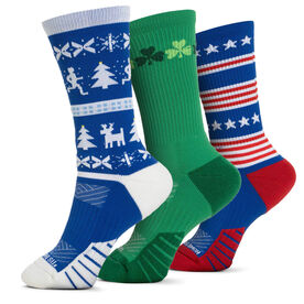 Socrates&reg; Mid-Calf Performance Sock Set - Holiday Collection