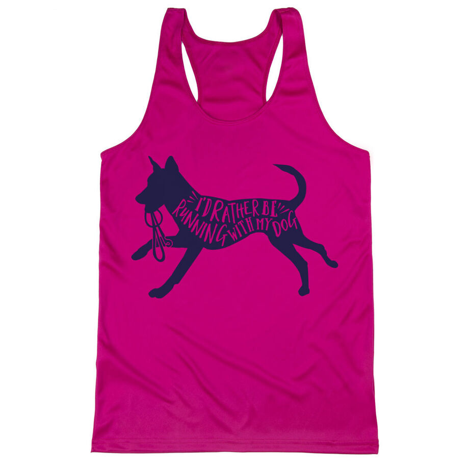 Women's Racerback Performance Tank Top - I'd Rather Be Running with My Dog