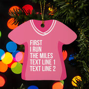 Running Ornament - Custom First I Run The Miles Shirt