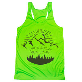 Women's Racerback Performance Tank Top - Life's Short Run Long (Mountains)