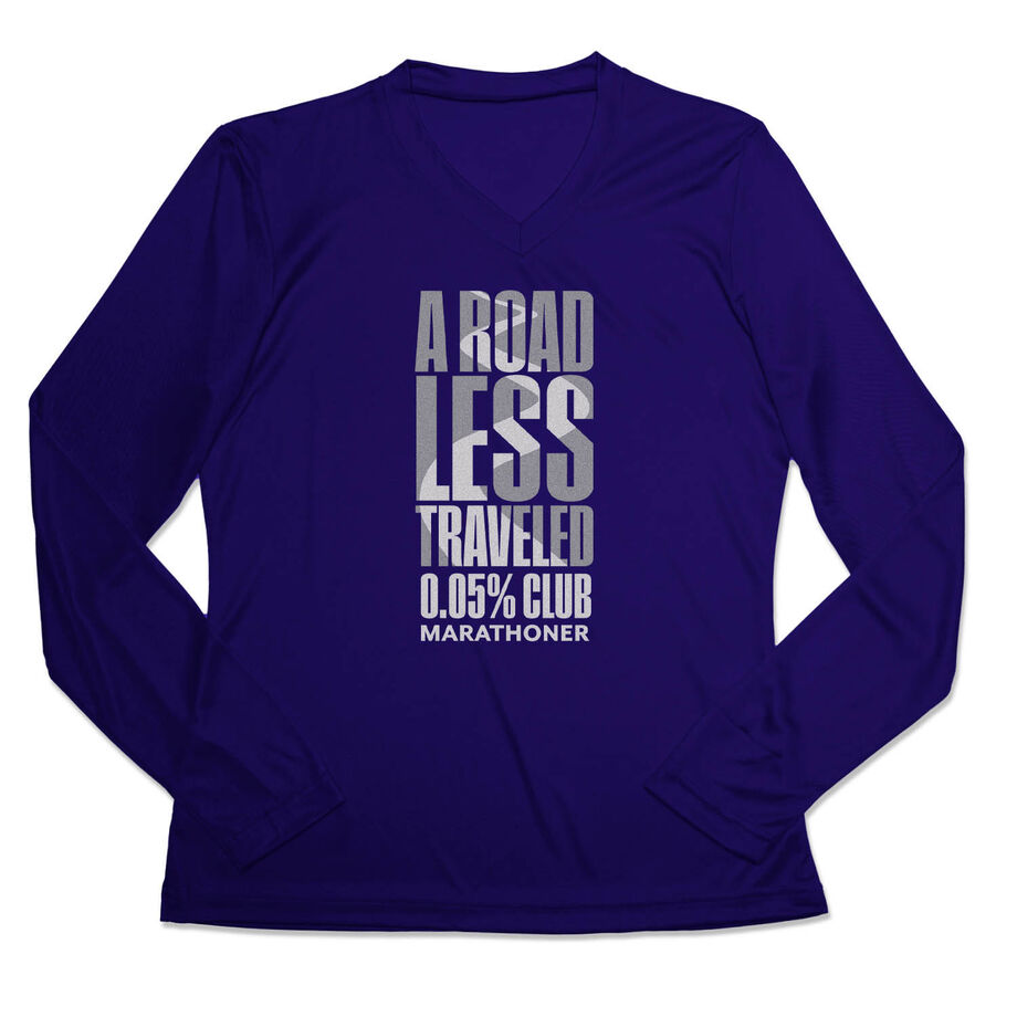 Women's Long Sleeve Tech Tee - A Road Less Traveled - Marathoner