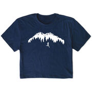 Running Short Sleeve Crop Tee - Trail Runner in the Mountains Female