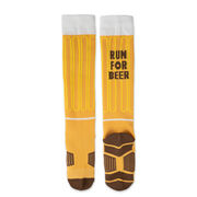 Woven Yakety Yak! Knee High Socks - Will Run For Beer (Amber/Brown/White)