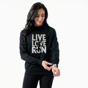 Running Raglan Crew Neck Pullover - Live Love Run Silhouette