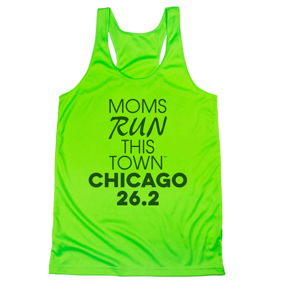Women's Racerback Performance Tank Top - Moms Run This Town Chicago 26.2 - Personalization Image