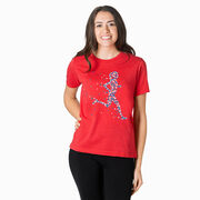 Running Short Sleeve T-Shirt - Patriotic Runner Girl