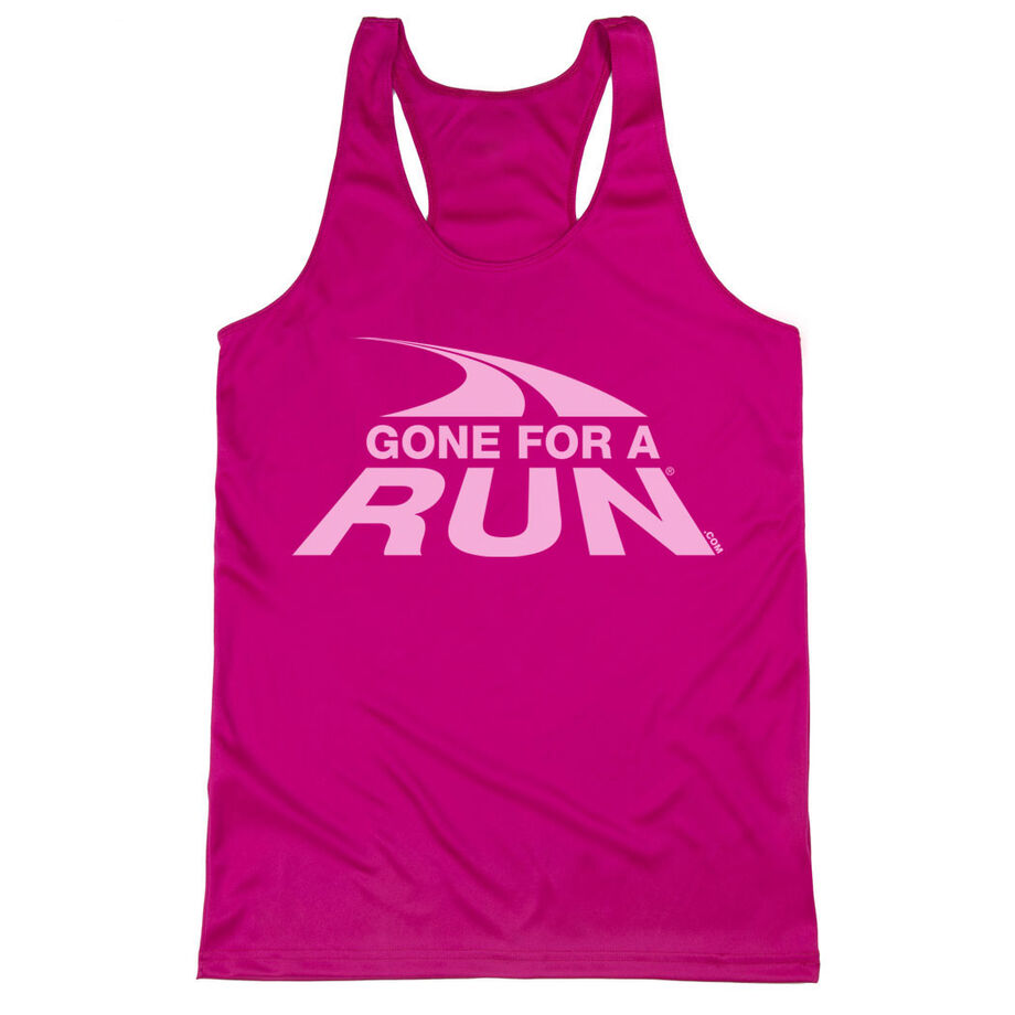 Women's Racerback Performance Tank Top - Gone For a Run White Logo