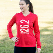 Women's Long Sleeve Tech Tee - 26.2 Marathon Vertical