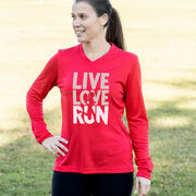 Women's Long Sleeve Tech Tee - Live Love Run Silhouette