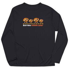 Men's Running Long Sleeve Performance Tee -  Run Now Gobble Later Turkeys