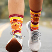 Running Woven Mid-Calf Socks - Run Now Gobble Later (Yellow/Orange/Brown)
