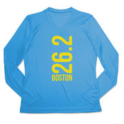 Women's Long Sleeve Tech Tee - Boston 26.2 Vertical