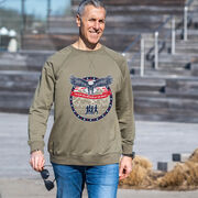 Running Raglan Crew Neck Sweatshirt - We Run Free Because Of The Brave