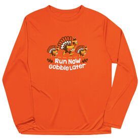 Men's Running Long Sleeve Performance Tee - Run Now Gobble Later Turkey Trot