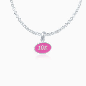 Sterling Silver and Pink Enamel Mini 10K Pendant Necklace