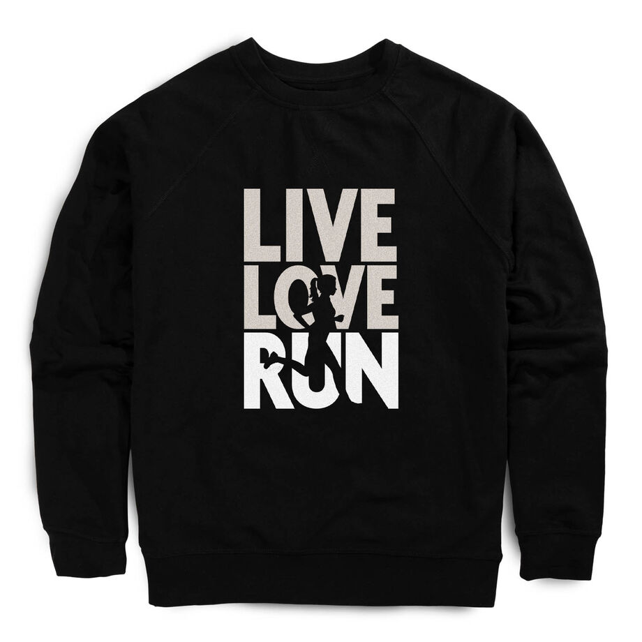 Running Raglan Crew Neck Sweatshirt - Live Love Run Silhouette