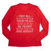 Women's Long Sleeve Tech Tee - May All Your Miles Be Merry and Bright
