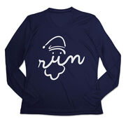 Women's Long Sleeve Tech Tee - Santa Run Face