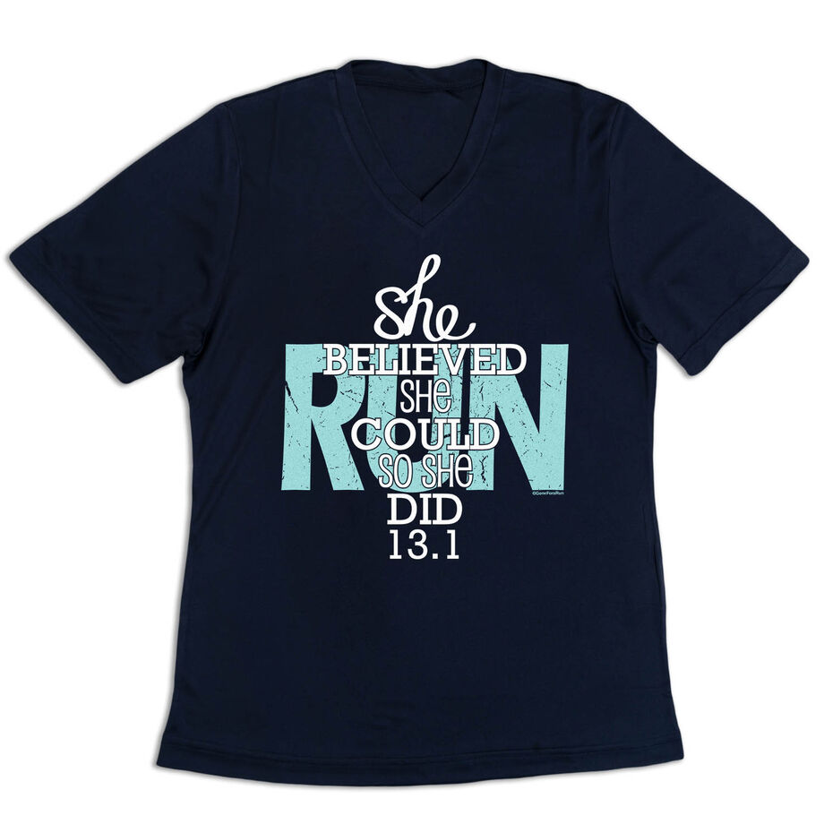 Women's Short Sleeve Tech Tee - She Believed She Could So She Did 13.1