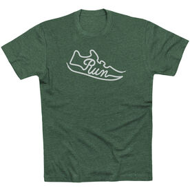 Running Short Sleeve T-Shirt - Run Shoe [Adult Large/Forest Green] - SS