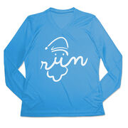 Women's Long Sleeve Tech Tee - Santa Run Face