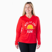 Women's Long Sleeve Tech Tee - Wake Up And Run