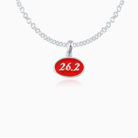 Sterling Silver and Red Enamel Mini 26.2 Marathon Pendant Necklace