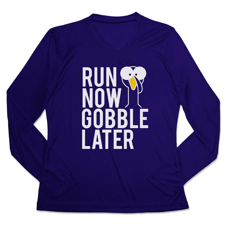 Women's Long Sleeve Tech Tee - Run Now Gobble Later (Bold)