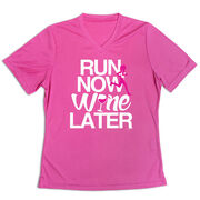 Women's Short Sleeve Tech Tee - Run Now Wine Later (Bold)