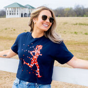 Running Short Sleeve Crop Tee - Heart Girl Runner Silhouette