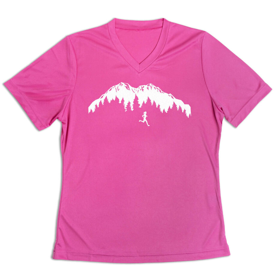 Women's Short Sleeve Tech Tee - Trail Runner in the Mountains